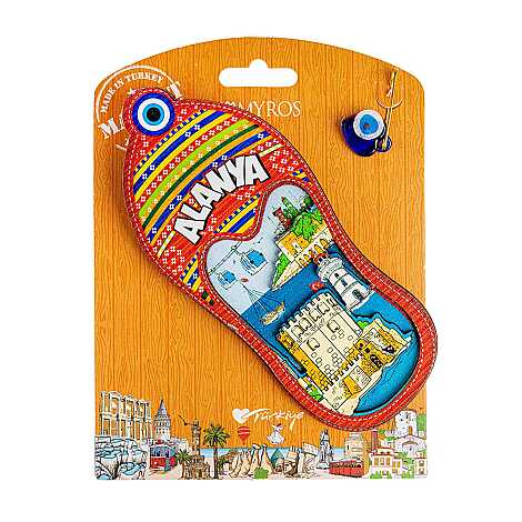 Alanya Themed UV Printed Carded Wooden Refrigerator Magnet - 17