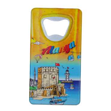 Alanya Themed UV Printed Rectangular Bottle Opener - 1