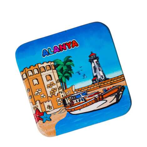 Alanya Themed UV Square Traditional Coaster 97 mm - 5