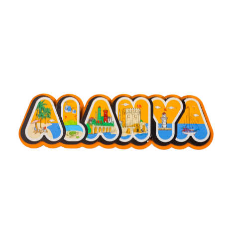 Alanya Themed Wooden Customised City Name Letter Souvenir Fridge Magnet - 6
