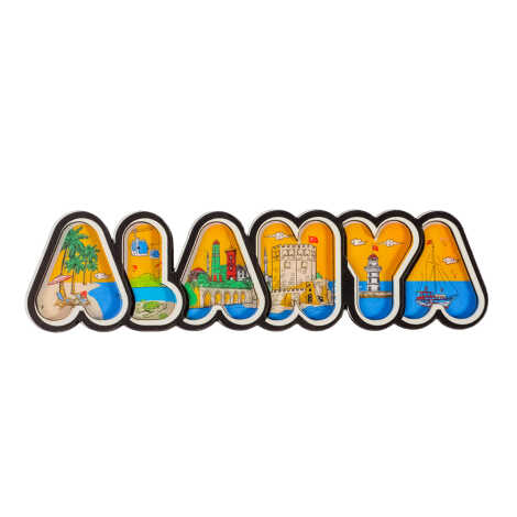 Alanya Themed Wooden Customised City Name Letter Souvenir Fridge Magnet - 18