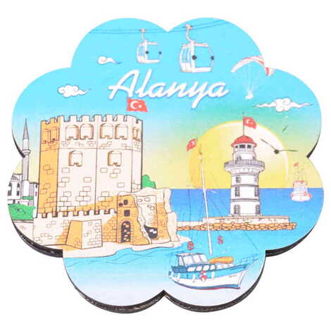 Alanya Themed Wooden Customised Souvenir Coaster 90mm