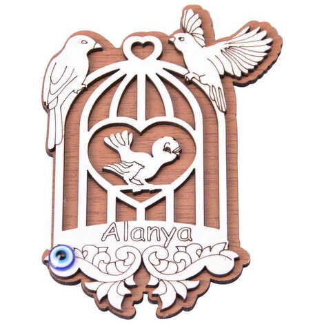 Alanya Themed Wooden Engraved Souvenir Fridge Magnet - 4