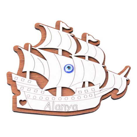 Alanya Themed Wooden Engraved Souvenir Fridge Magnet - 5