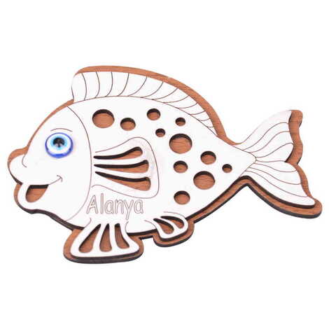 Alanya Themed Wooden Engraved Souvenir Fridge Magnet - 12