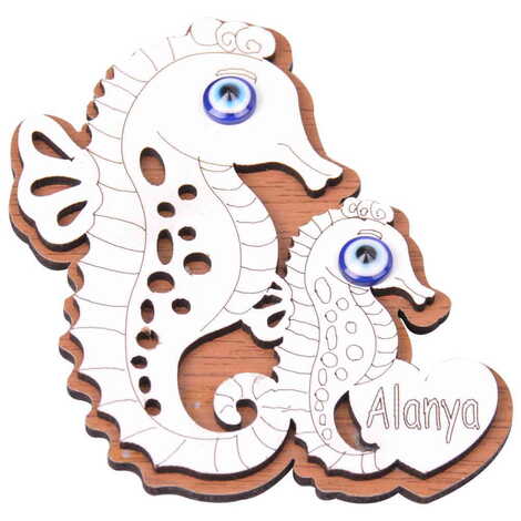Alanya Themed Wooden Engraved Souvenir Fridge Magnet - 15