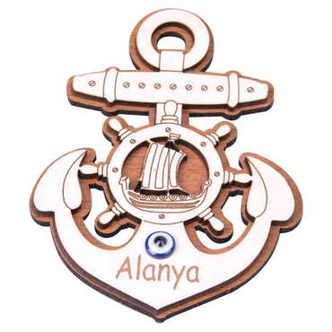 Alanya Themed Wooden Engraved Souvenir Fridge Magnet - 17