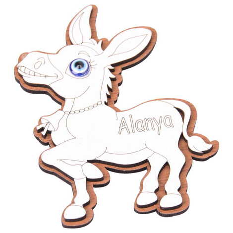 Alanya Themed Wooden Engraved Souvenir Fridge Magnet - 19