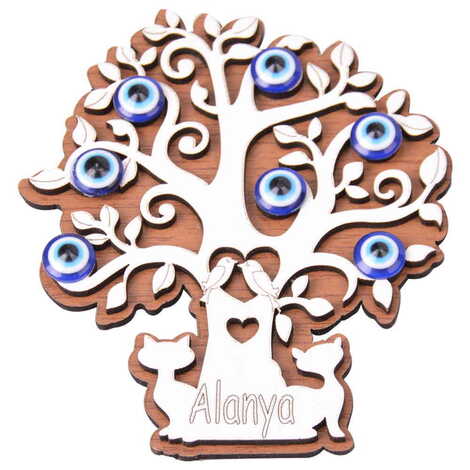 Alanya Themed Wooden Engraved Souvenir Fridge Magnet - 22