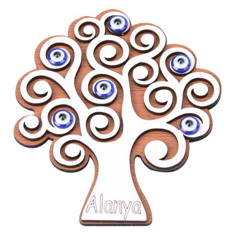 Alanya Themed Wooden Engraved Souvenir Fridge Magnet - 23
