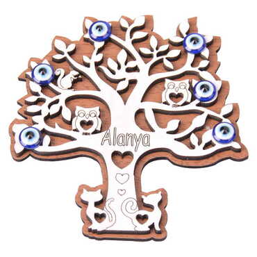 Alanya Themed Wooden Engraved Souvenir Fridge Magnet - 24