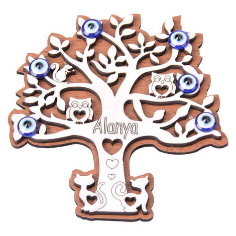 Alanya Themed Wooden Engraved Souvenir Fridge Magnet - 24