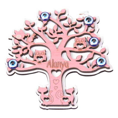 Alanya Themed Wooden Engraved Souvenir Fridge Magnet - 27