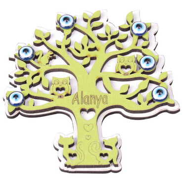 Alanya Themed Wooden Engraved Souvenir Fridge Magnet - 28