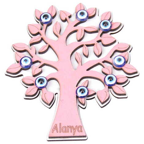 Alanya Themed Wooden Engraved Souvenir Fridge Magnet - 31