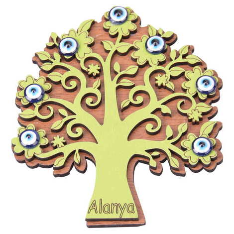 Alanya Themed Wooden Engraved Souvenir Fridge Magnet - 33