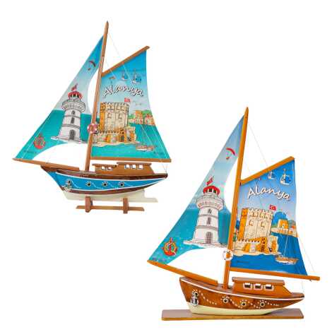 Alanya Themed Wooden Sailboat Model Ab1 - 2