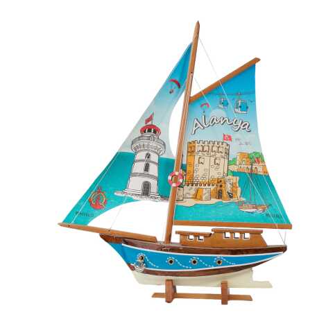 Alanya Themed Wooden Sailboat Model Ab1 - 4