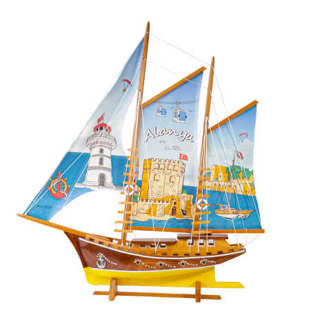 Alanya Themed Wooden Sailboat Model Ab2 - 1