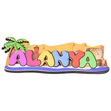 Alanya Themed Wooden UV Printed City Name Letter Fridge Magnet - Thumbnail