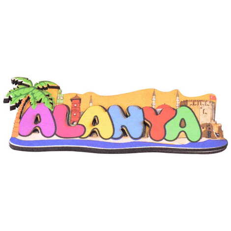 Alanya Themed Wooden UV Printed City Name Letter Fridge Magnet