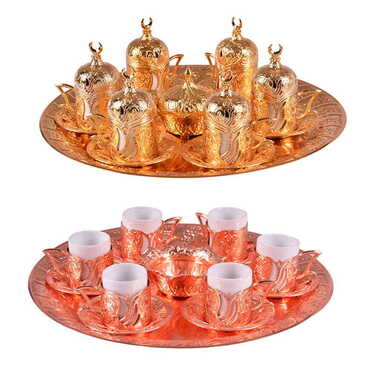 Toptan 6'li̇ Lüx Zamak Kahve Seti̇ - 5