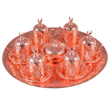 Ottoman Style Metal Gold Turkish Coffe Cup Set Of 6 pcs - 7