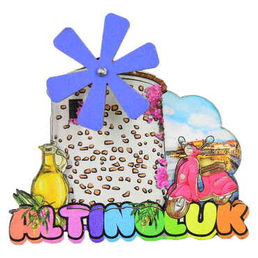 Myros - Altinoluk Themed Wooden Customised 2D Souvenir Fridge Magnet