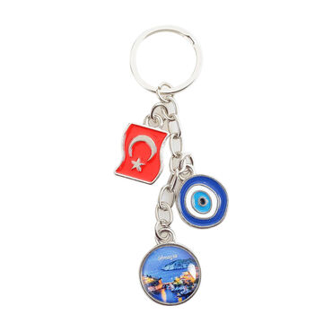 Amasra Themed Metal Evil Eye Enamel Keychain - 2
