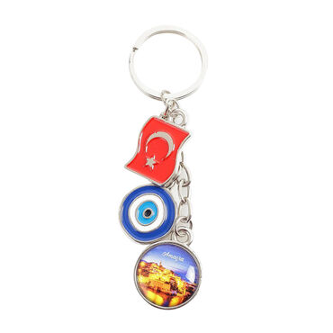 Amasra Themed Metal Evil Eye Enamel Keychain - 4