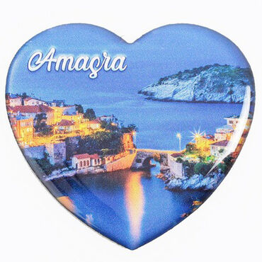 Amasra Themed Epoxy Dome Heart Souvenir Fridge Magnet 65x60 mm - 2