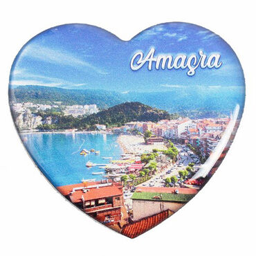 Amasra Themed Epoxy Dome Heart Souvenir Fridge Magnet 65x60 mm - 3