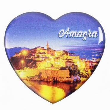 Amasra Themed Epoxy Dome Heart Souvenir Fridge Magnet 65x60 mm - 6