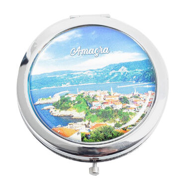 Amasra Themed Customised Metal Epoxy Travel Make Up Compact Mirror 70x11 mm - 3