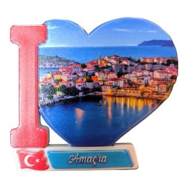 Toptan Amasra Temalı Uv Baskılı Kalp Şekilli Magnet 86x62 mm
