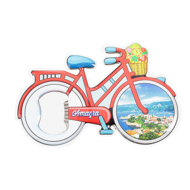 Amasra Themed Bicycle Shaped Metal Magnetic Bottle Opener 100x65 mm - Thumbnail