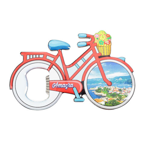 Amasra Themed Bicycle Shaped Metal Magnetic Bottle Opener 100x65 mm - 2