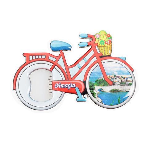 Amasra Themed Bicycle Shaped Metal Magnetic Bottle Opener 100x65 mm - 3