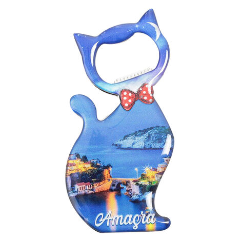 Amasra Themed Cat Shaped Metal Magnetic Bottle Opener 97x48 mm - 3
