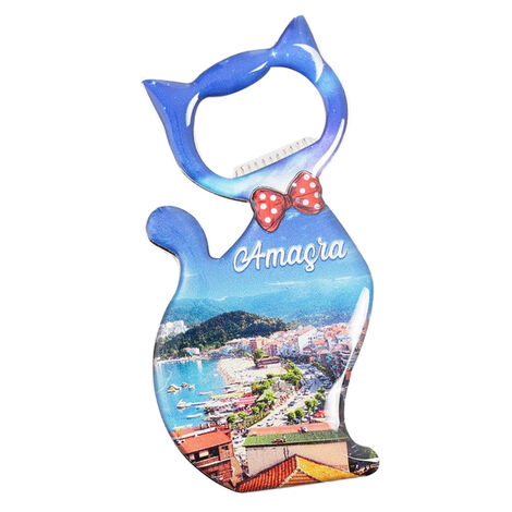 Amasra Themed Cat Shaped Metal Magnetic Bottle Opener 97x48 mm - 4
