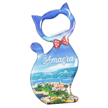 Amasra Themed Cat Shaped Metal Magnetic Bottle Opener 97x48 mm - 5