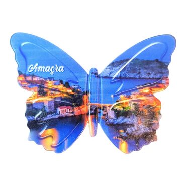 Amasra Themed Customised UV Printed Plastic Base Butterfly Shaped Fridge Magnet 80x58 mm - Thumbnail