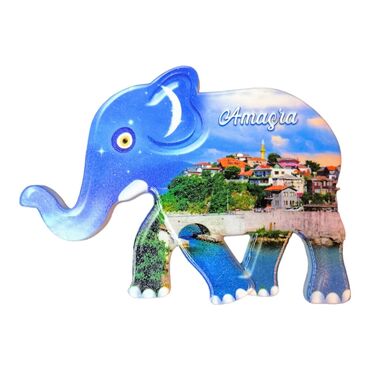 Amasra Themed Customised UV Printed Plastic Base Elephant Shaped Fridge Magnet 86x62 mm - Thumbnail