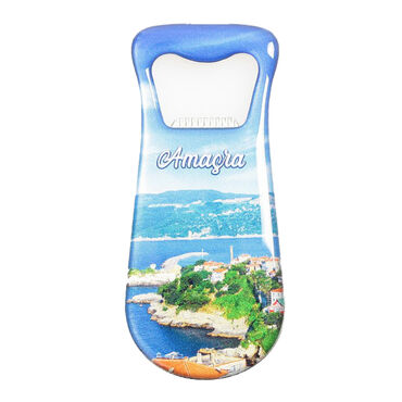 Amasra Themed Customizable Metal Magnetic Bottle Opener 95x42 mm - Thumbnail