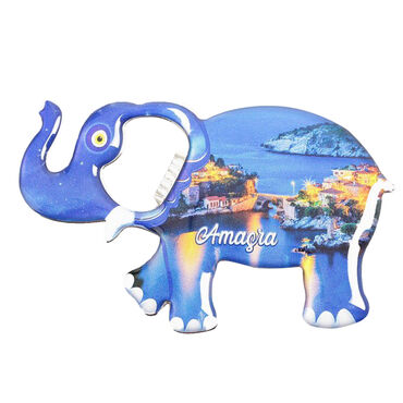 Amasra Themed Elephant Shaped Metal Magnetic Bottle Opener 98x61 mm - Thumbnail