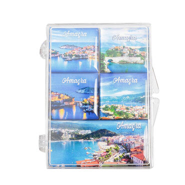 Myros - Amasra Themed Epoxy Dome Souvenir Fridge Magnet Set of 5 pcs