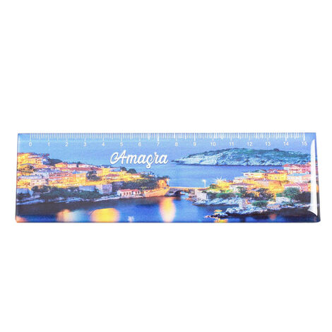 Amasra Themed Epoxy Dome Souvenir Magnetic Ruler Magnet 165x50 mm