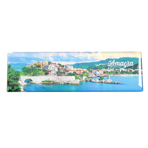 Amasra Themed Epoxy Dome Souvenir Magnetic Ruler Magnet 165x50 mm - 3
