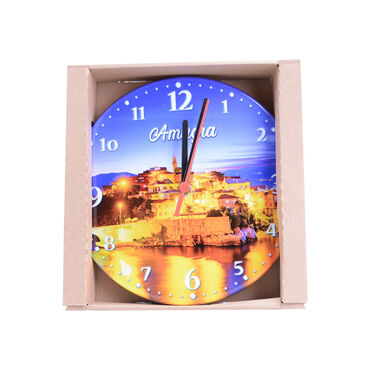 Amasra Themed Epoxy Wall Clock Home Decoration 20 Cm - Thumbnail