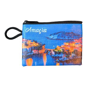 Amasra Themed Turkish Woven Wallet 113x80x8 mm - Thumbnail